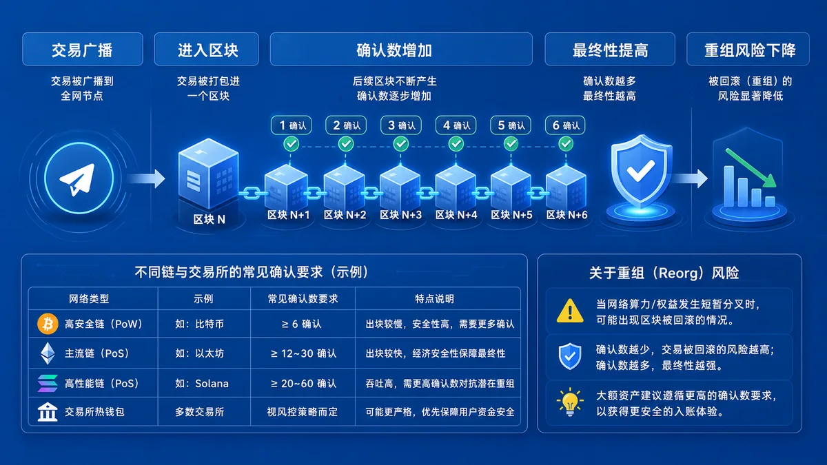 区块确认数是什么？到账风险怎么看 